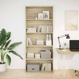 Berkfield Home Classic Book Cabinet Sonoma Oak 80x30x189 cm Engineered Wood in Light Brown - Size: 80 x 30 x 189 cm - thumbnail 3
