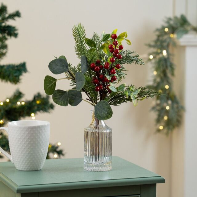 Scottish Everlastings Ltd Set of 2 32cm Christmas Bottle Arrangements Red - image 1