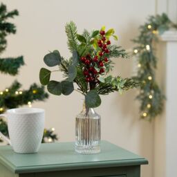 Scottish Everlastings Ltd Set of 2 32cm Christmas Bottle Arrangements Red - thumbnail 1