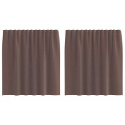 Berkfield Home Voile Curtains with Tab Top 2 pcs Brown - thumbnail 2