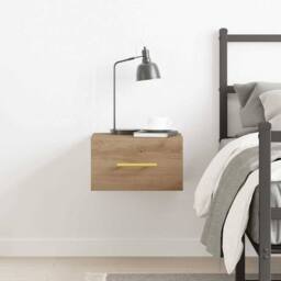 Berkfield Home Bedside Cabinet Wall-Mounted Artisan Oak 35x35x20 cm in Brown - Size: 35 x 35 x 20 cm - thumbnail 4