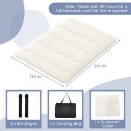 Costway Foldable Tatami Mat Floor Futon Mattress Roll up Sleeping Pad with Washable Cover, Small Double/Double/King Size in Beige - thumbnail 2
