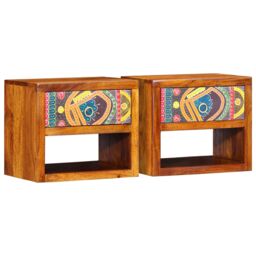 Berkfield Home Bedside Cabinets 2 pcs 40x35x35 cm Solid Wood Acacia in Brown - Size: 40 x 35 x 35 cm - thumbnail 2