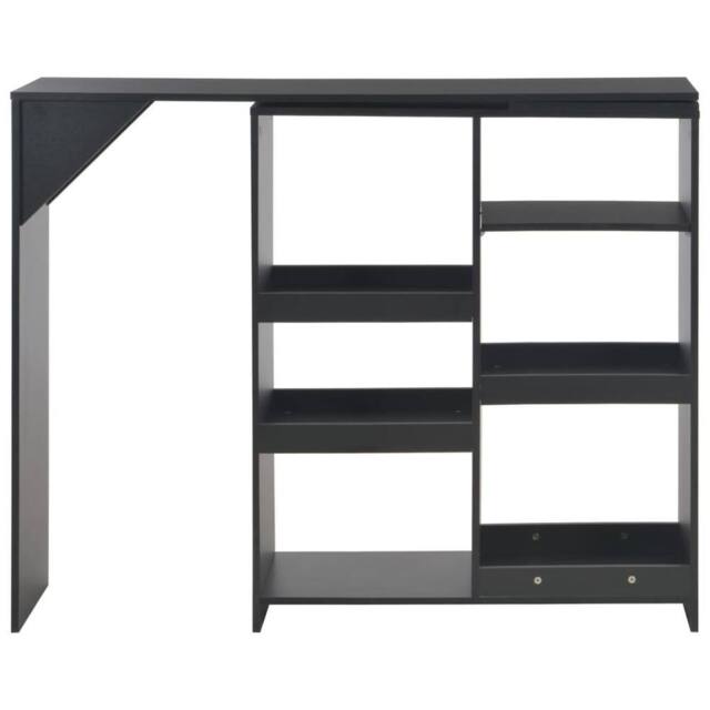 Berkfield Home Bar Table with Moveable Shelf Black 138x39x110 cm - Size: 138 x 39 x 110 cm - image 1