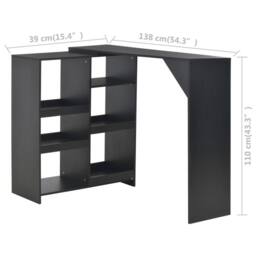 Berkfield Home Bar Table with Moveable Shelf Black 138x39x110 cm - Size: 138 x 39 x 110 cm - thumbnail 6