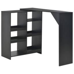 Berkfield Home Bar Table with Moveable Shelf Black 138x39x110 cm - Size: 138 x 39 x 110 cm - thumbnail 2