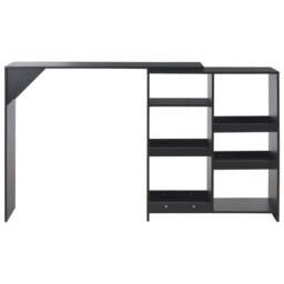 Berkfield Home Bar Table with Moveable Shelf Black 138x39x110 cm - Size: 138 x 39 x 110 cm - thumbnail 3