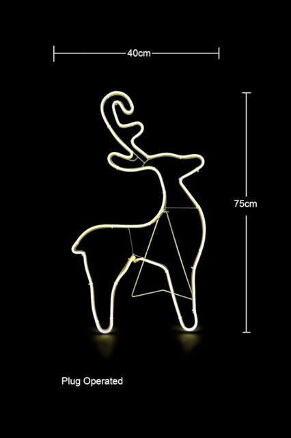 Shatchi Reindeer Neon Effect Rope Light Silhouette Double Side 90 Warm White LEDs Christmas Outdoor in Yellow - image 1