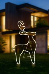 Shatchi Reindeer Neon Effect Rope Light Silhouette Double Side 90 Warm White LEDs Christmas Outdoor in Yellow - thumbnail 2