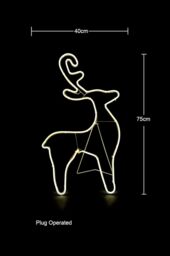 Shatchi Reindeer Neon Effect Rope Light Silhouette Double Side 90 Warm White LEDs Christmas Outdoor in Yellow - thumbnail 1
