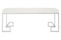 Orsina Luxe Chrome Angled Legs Coffee Table With White Gloss Top, Decorative Display Table, Shiny Rectangular Table - thumbnail 6