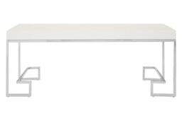 Orsina Luxe Chrome Angled Legs Coffee Table With White Gloss Top, Decorative Display Table, Shiny Rectangular Table - thumbnail 1