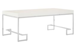 Orsina Luxe Chrome Angled Legs Coffee Table With White Gloss Top, Decorative Display Table, Shiny Rectangular Table - thumbnail 2