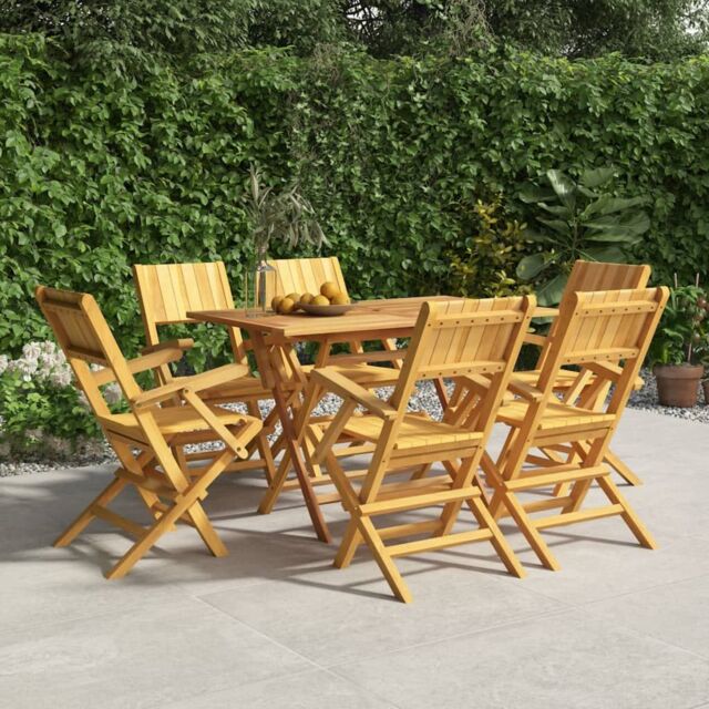 Berkfield Home Folding Garden Chairs 6 pcs 55x61x90 cm Solid Wood Teak in Brown - Size: 55 x 61 x 90 cm - image 1