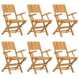 Berkfield Home Folding Garden Chairs 6 pcs 55x61x90 cm Solid Wood Teak in Brown - Size: 55 x 61 x 90 cm - thumbnail 2