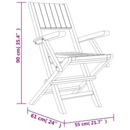Berkfield Home Folding Garden Chairs 6 pcs 55x61x90 cm Solid Wood Teak in Brown - Size: 55 x 61 x 90 cm - thumbnail 5