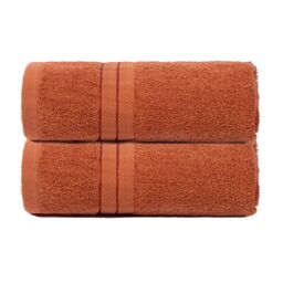 OHS 2 Pack of 100% Cotton Bathroom Hand Towel in Burnt Orange - thumbnail 1