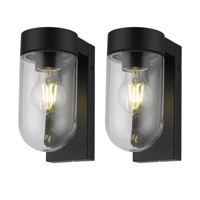 First Choice Lighting Set of 2 Parnie - Black IP44 Outdoor Wall Lights - image 1