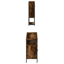 Berkfield Home 3 Piece Bathroom Furniture Set Smoked Oak Engineered Wood in Brown - thumbnail 7