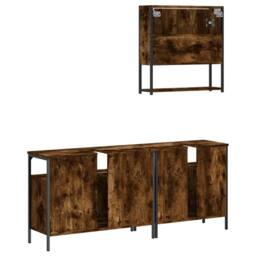 Berkfield Home 3 Piece Bathroom Furniture Set Smoked Oak Engineered Wood in Brown - thumbnail 8