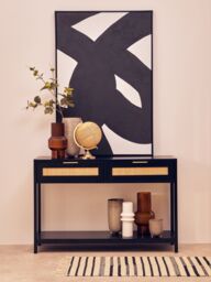 Orsina Rustic Black Wood Console Table, Ample Space Hallway Table, Eaisly Maintained Console Table With Drawers - thumbnail 3