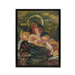 "Artery8 Pieta Virgin Mary & Christ Kubincan Black Framed Canvas Art Print in Green - Size: W12"" x H16""" - thumbnail 1