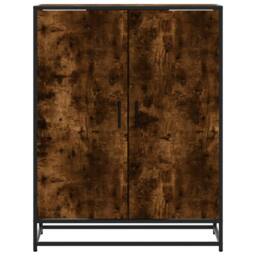 Berkfield Home Shoe Cabinet Smoked Oak 75x38x97.5 cm Engineered Wood & Metal in Brown - thumbnail 4