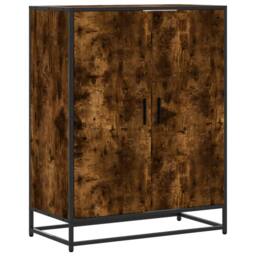 Berkfield Home Shoe Cabinet Smoked Oak 75x38x97.5 cm Engineered Wood & Metal in Brown