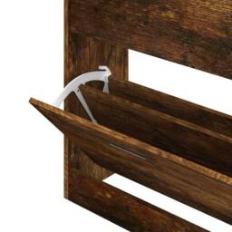 Berkfield Home Shoe Cabinet Smoked Oak 63x24x81 cm Engineered Wood in Brown - Size: 63 x 24 x 81 cm - thumbnail 6