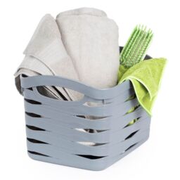 LIVIVO Small Woven Storage Basket with Handles 7L in Grey - Size: Medium