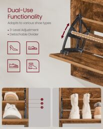 VASAGLE Wide Shoe Cabinet with 2 Flip Doors & 3 Tier Rack in Bronze - thumbnail 5