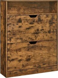 VASAGLE Wide Shoe Cabinet with 2 Flip Doors & 3 Tier Rack in Bronze - thumbnail 7