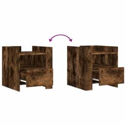 Berkfield Home Decorative Bedside Cabinet Smoked Oak 45x50x50 cm Engineered Wood in Brown - Size: 45 x 50 x 50 cm - thumbnail 8