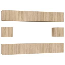 Berkfield Home 6 Piece TV Cabinet Set Sonoma Oak Engineered Wood in Light Oak - thumbnail 1