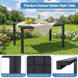 Alivio Outdoor Patio Dining Table Set with 4 Chairs - Modern Metal Garden Furniture for Balcony, Backyard & Terrace in Grey - thumbnail 6