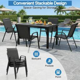 Alivio Outdoor Patio Dining Table Set with 4 Chairs - Modern Metal Garden Furniture for Balcony, Backyard & Terrace in Grey - thumbnail 7