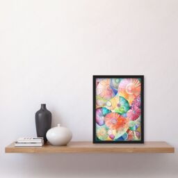 Artery8 Pastel Colour Seashells Folk Art Artwork Framed Wall Art Print A4 in Black - thumbnail 2