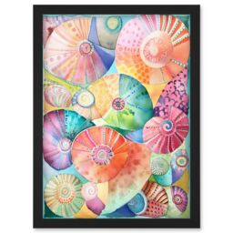 Artery8 Pastel Colour Seashells Folk Art Artwork Framed Wall Art Print A4 in Black - thumbnail 1