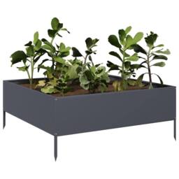 Berkfield Home Garden Raised Bed Anthracite 100x100x25 cm Steel in Dark Grey - Size: 100 x 100 x 25 cm - thumbnail 1