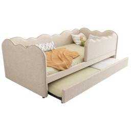 ModernLuxe Upholstered daybed with pull-out guest bed in Beige - Size: Single - thumbnail 7