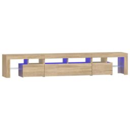 Berkfield Home TV Cabinet with LED Lights Sonoma Oak 230x36.5x40 cm in Brown - thumbnail 2