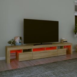 Berkfield Home TV Cabinet with LED Lights Sonoma Oak 230x36.5x40 cm in Brown - thumbnail 5