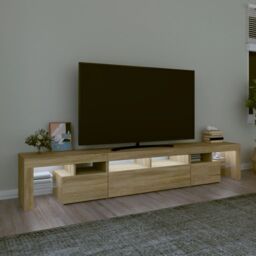 Berkfield Home TV Cabinet with LED Lights Sonoma Oak 230x36.5x40 cm in Brown - thumbnail 3