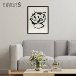 "Artery8 Bowl of Fruit Still Life Sketch Hartley Black Framed Canvas Wall Art in White - Size: W18"" x H24""" - thumbnail 3
