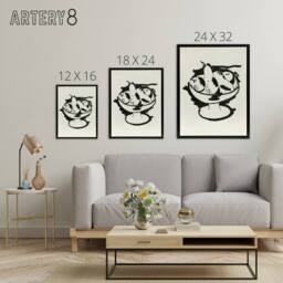 "Artery8 Bowl of Fruit Still Life Sketch Hartley Black Framed Canvas Wall Art in White - Size: W18"" x H24""" - thumbnail 4