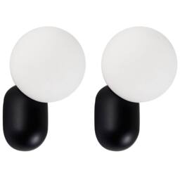 Wyld and Coco Set of 2 Black Resin Globe Wall Lamps Vintage-Style Flush Mount - thumbnail 2