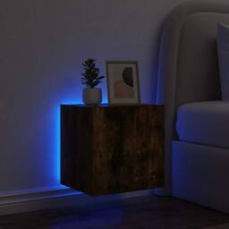 Berkfield Home TV Wall Cabinets with LED Lights 2 pcs Smoked Oak 40.5x35x40 cm in Brown - thumbnail 5