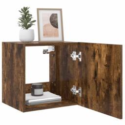 Berkfield Home TV Wall Cabinets with LED Lights 2 pcs Smoked Oak 40.5x35x40 cm in Brown - thumbnail 7