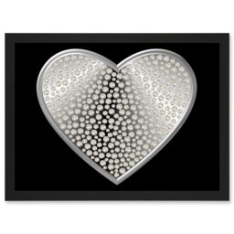 Artery8 Diamond Heart Silver Bling Art A4 Artwork Framed Wall Art Print in Black - thumbnail 1