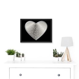 Artery8 Diamond Heart Silver Bling Art A4 Artwork Framed Wall Art Print in Black - thumbnail 2
